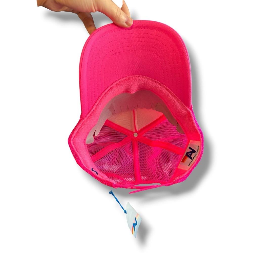 Aviator Nation Heart Embroidered Vintage Low Rise Trucker Hat Pink NEW WITH TAGS - Picture 5 of 7